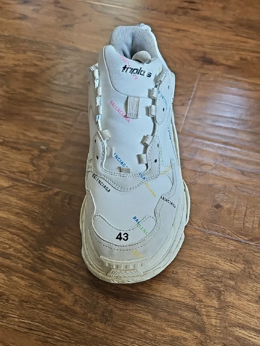 Balenciaga Triple S Sneaker 'Allover Logo - White Multi - Size 43  10US